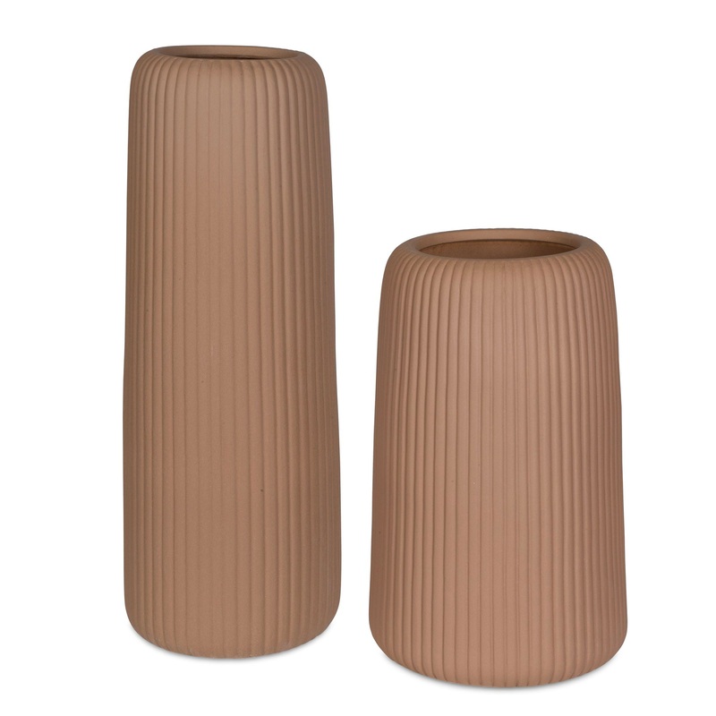 Ridge – Vases (Set of 2) – Light Brown