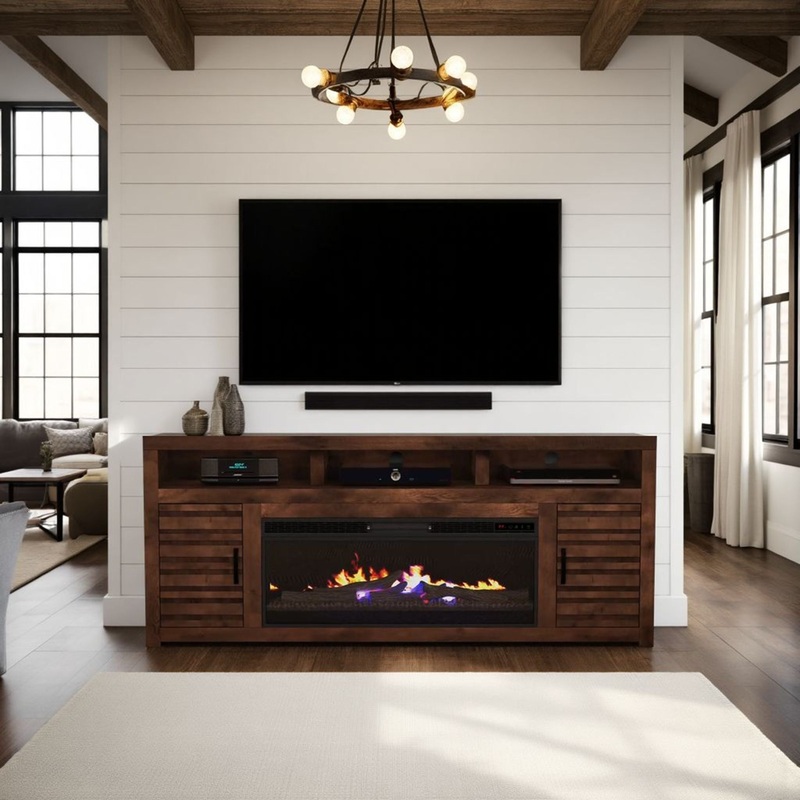 Sausalito – Electric Fireplace TV Stand Console For TVs Up To 95 – Whiskey