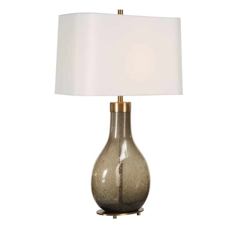 Shyla – Dark Glass Table Lamp – White