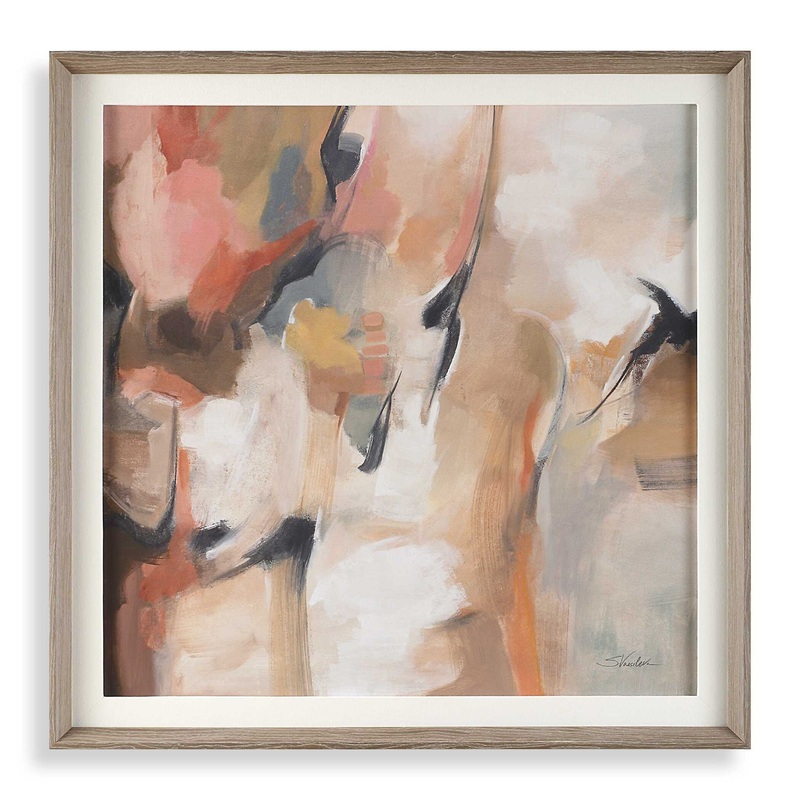 Uphill – Framed Abstract Print – Light Brown