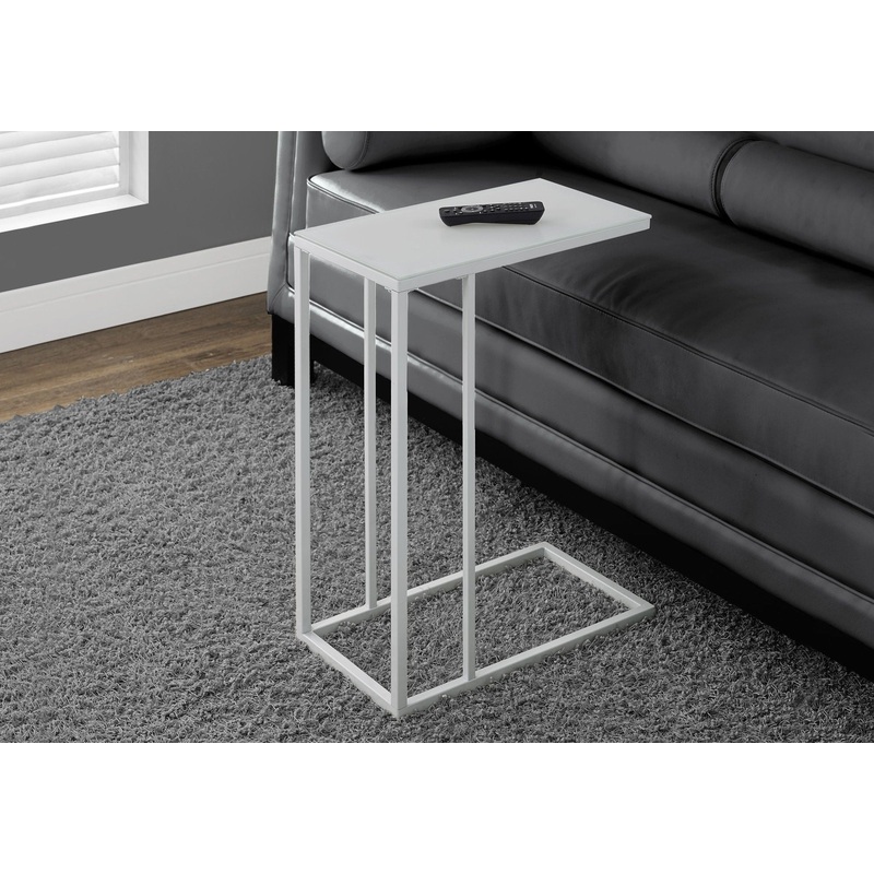 Accent Table, C – Shaped, Tempered Glass, Stylish Design Contemporary & Modern