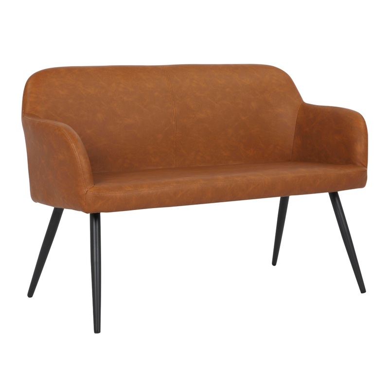 Daniella – Industrial High Back Bench – Black / Camel