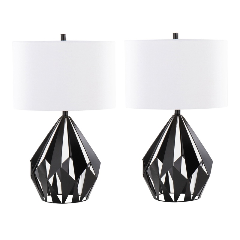 Geo – Me Tri Contemporary Table Lamp (Set of 2) – Matte Black / White
