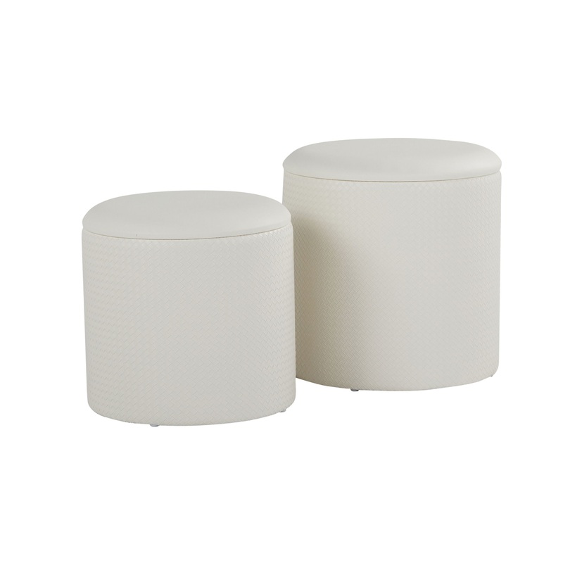 Maverick – Contemporary Nesting Ottoman Set With – Cream