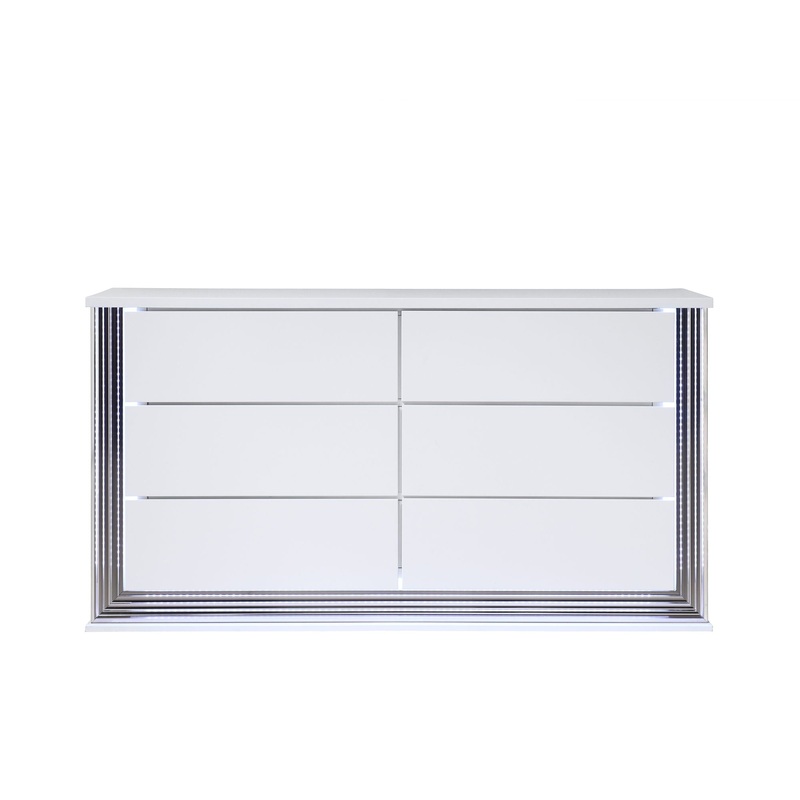 Moon – Smooth Dresser With LED – White
