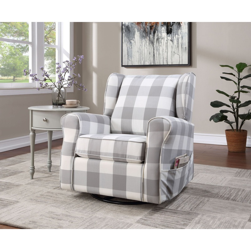 Patli – Glider Chair With Swivel – Gray / White