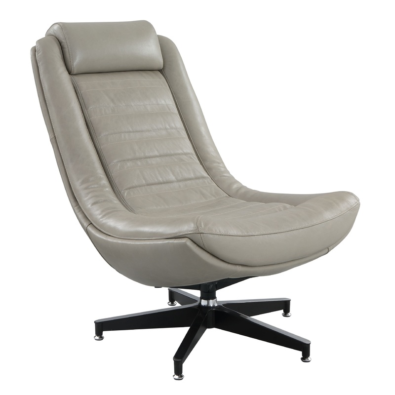 Piran – Top Grain Leather Accent Chair With Swivel – Twilight