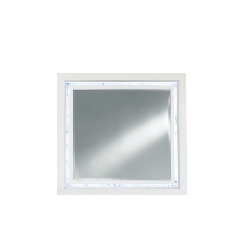 Skye – Marble Mirror – White