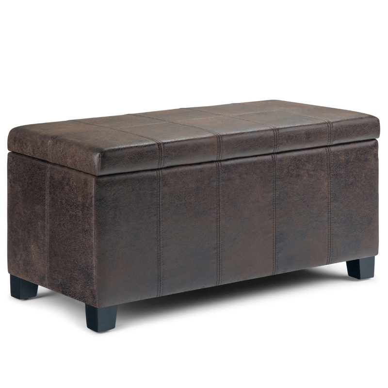 Dover – Storage Ottoman Bench – Distressed Brown