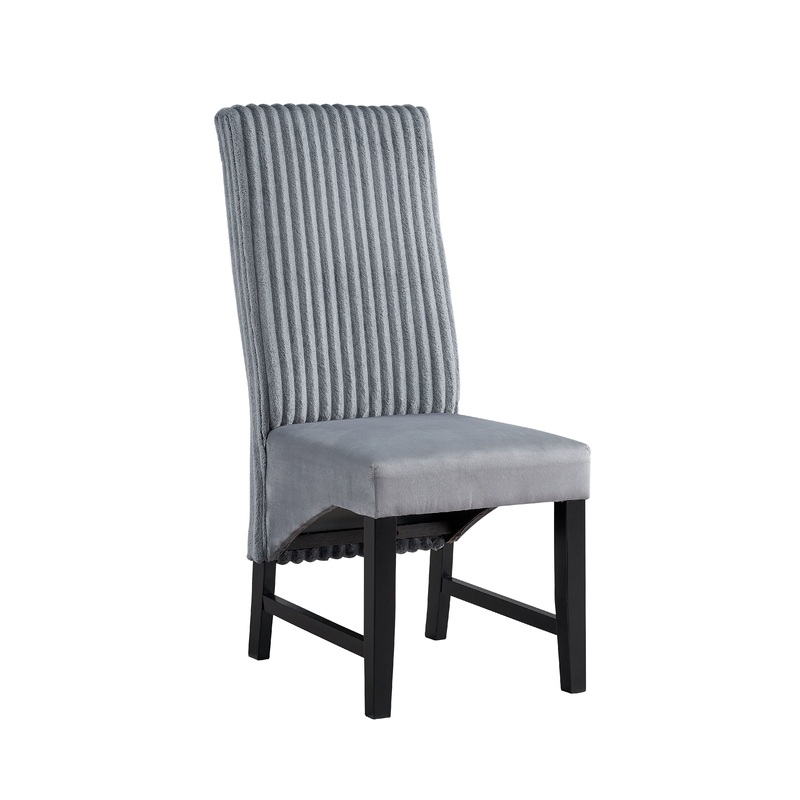 Kini – Corduroy Side Chair (Set of 2) – Black / Gray