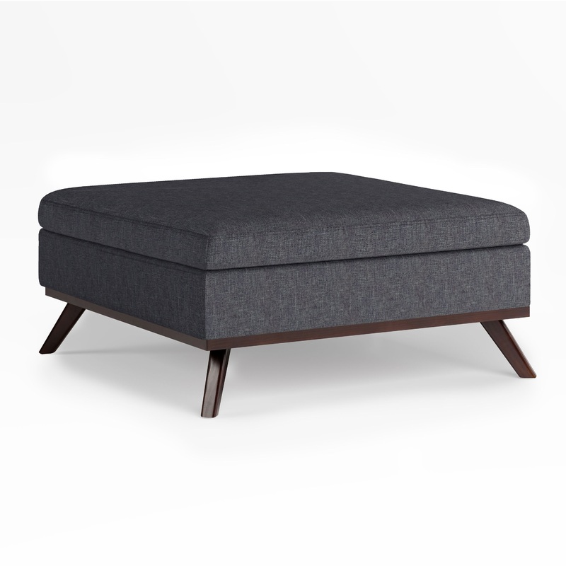 Owen – Square Coffee Table Storage Ottoman – Slate Gray