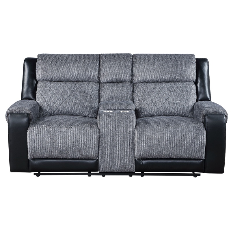 Alicia – Console Reclining Loveseat – Gray Black