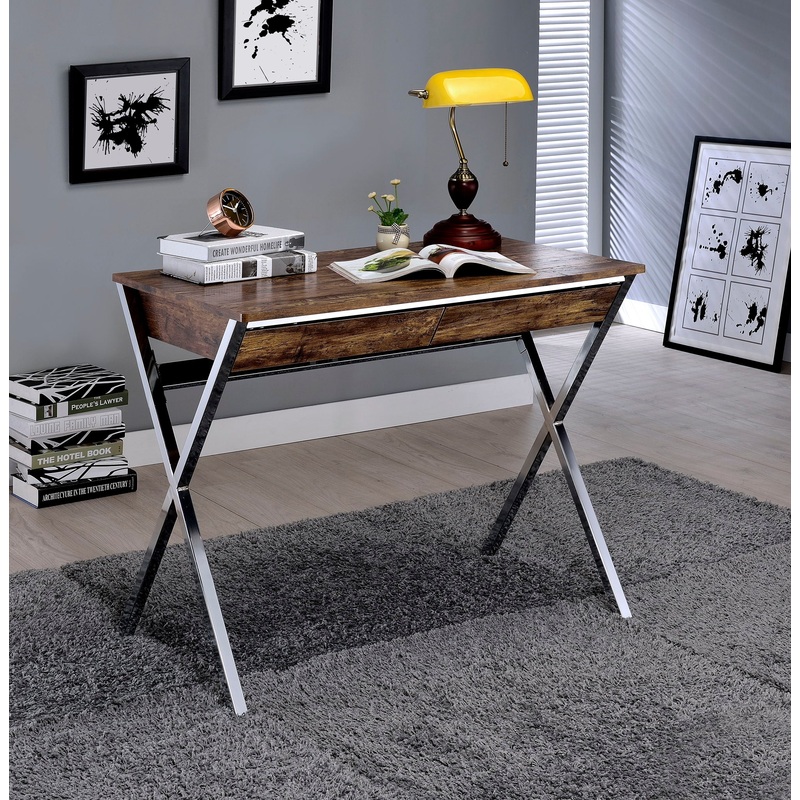 Callers – Weathered Writing Desk – Chrome / Oak
