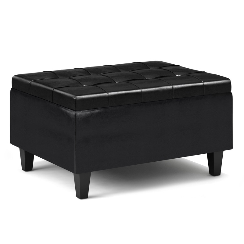 Harrison – Small Coffee Table Storage Ottoman – Midnight Black