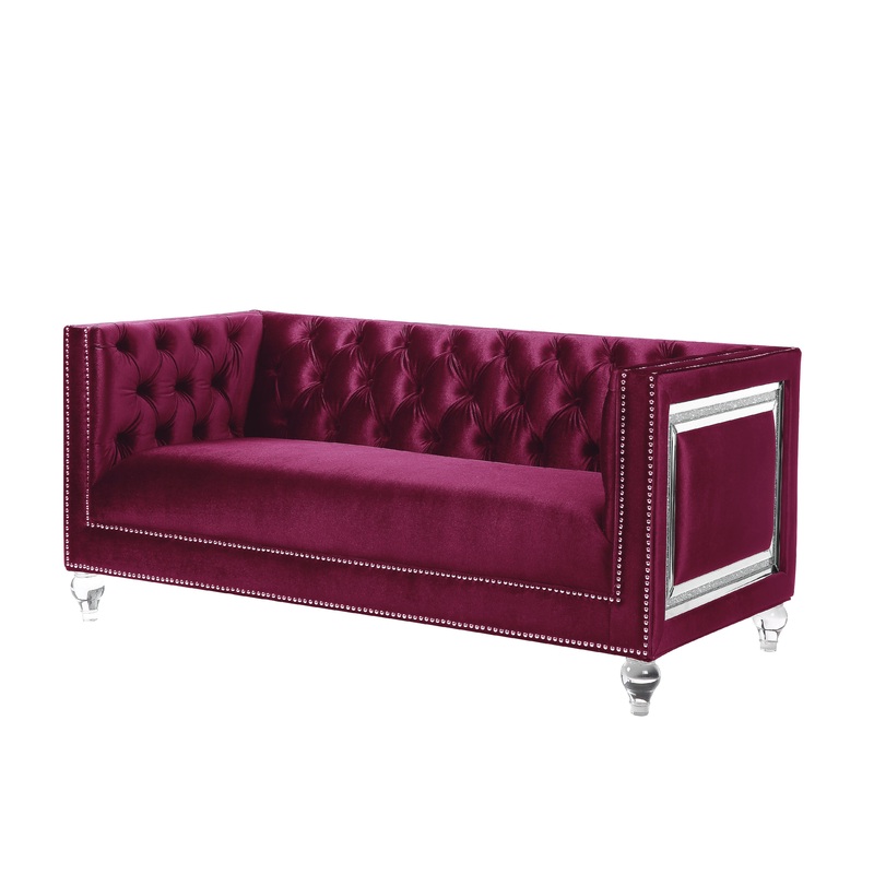 Heibero Loveseat – With 2 Pillows – Burgundy