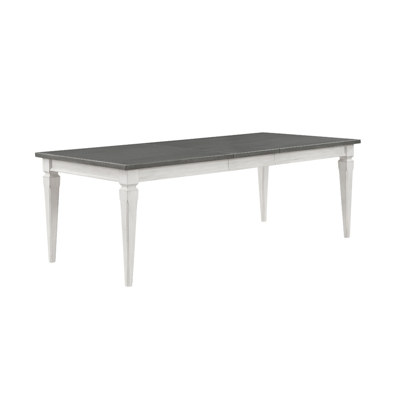 Katia – Dining Table With Leaf – Gray / White