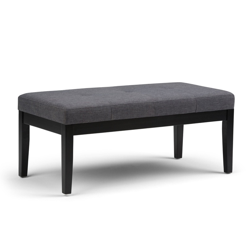 Lacey – Tufted Ottoman Bench – Slate Gray