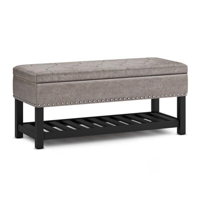 Lomond – Storage Ottoman Bench – Distressed Gray Taupe