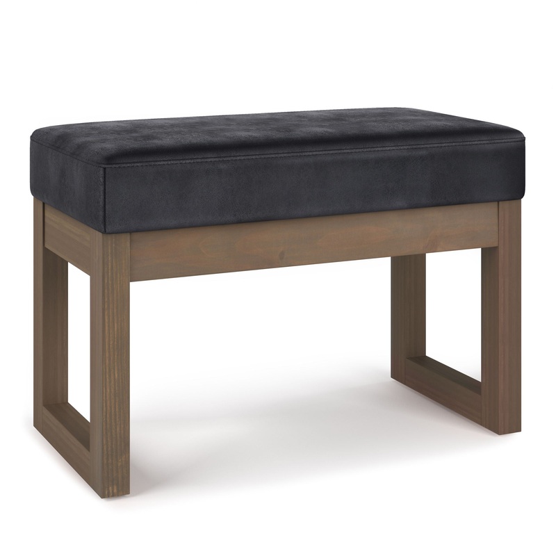 Milltown – Footstool Small Ottoman Bench – Distressed Black