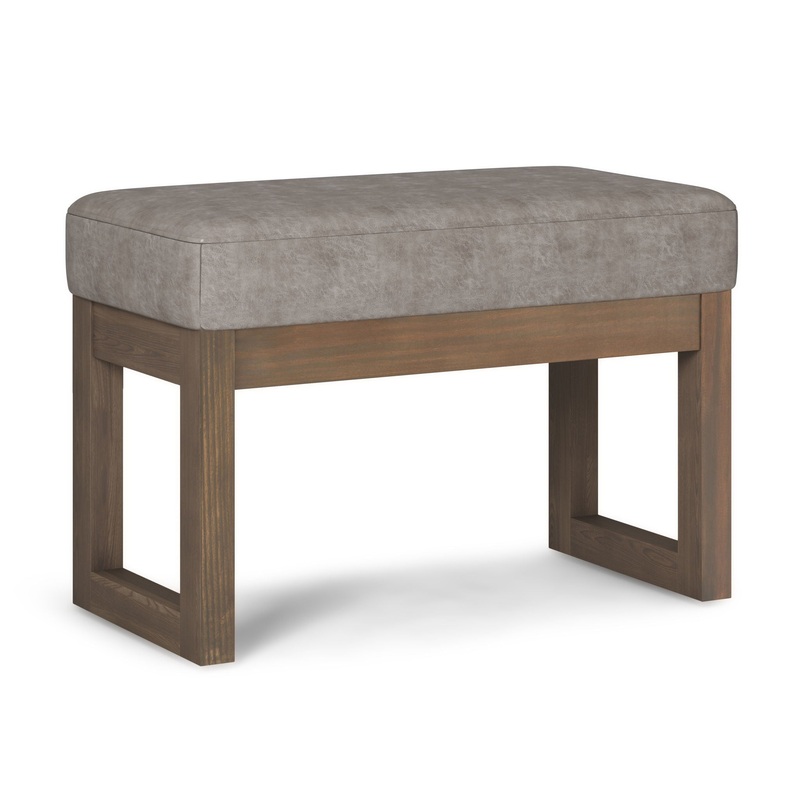 Milltown – Footstool Small Ottoman Bench – Distressed Gray Taupe