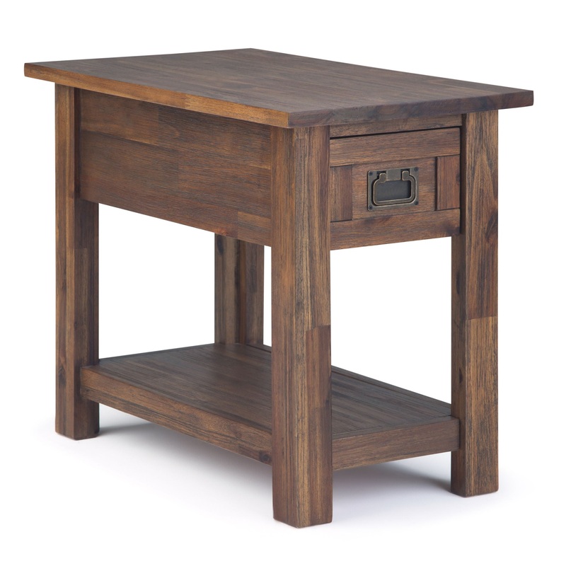 Monroe – Narrow Side Table – Distressed Charcoal Brown