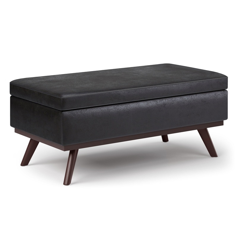 Owen – Lift Top Large Coffee Table Storage Ottoman – Distressed Black