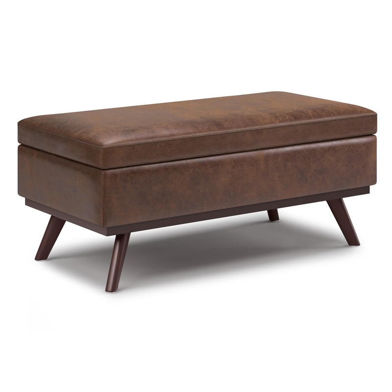 Owen – Lift Top Large Coffee Table Storage Ottoman – Distressed Chestnut Brown