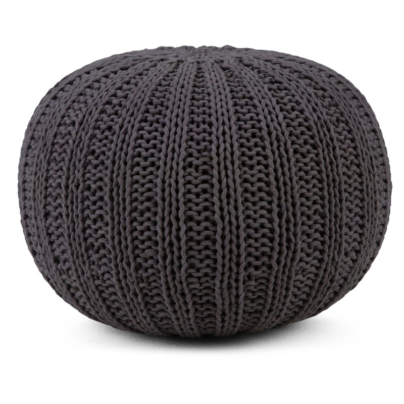 Shelby – Hand Knit Round Pouf – Slate Gray