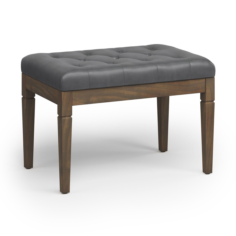 Waverly – Small Tufted Ottoman Bench – Stone Gray