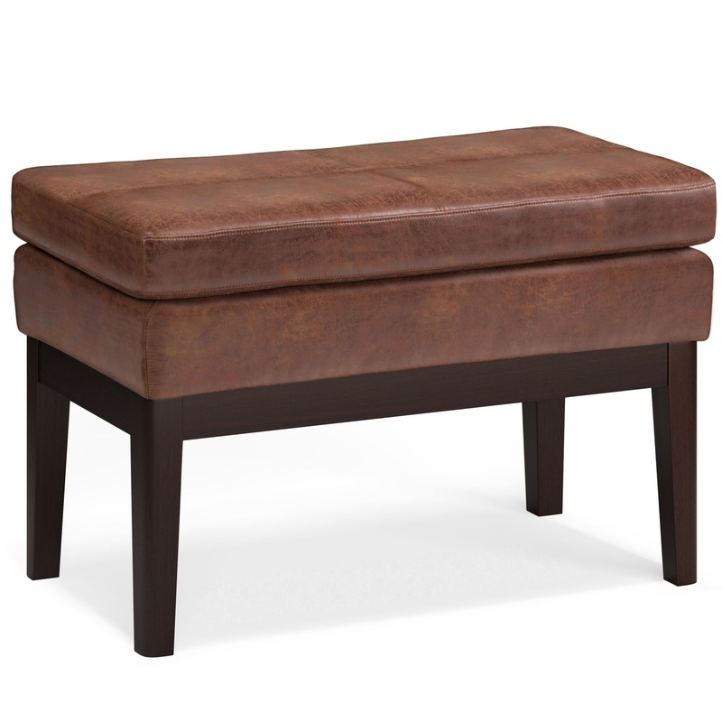 Carlson – Small Ottoman Bench – Distressed Saddle Brown