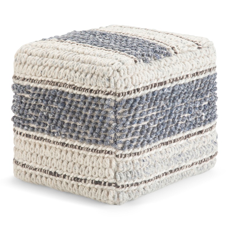 Grady – Square Pouf – Blue / Natural
