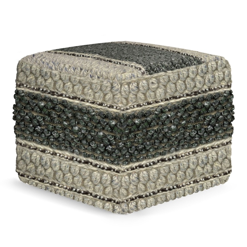 Grady – Square Pouf – Green / Natural