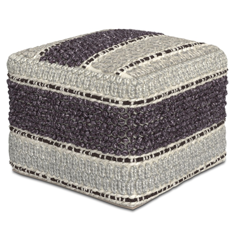 Grady – Square Pouf – Magenta / Natural