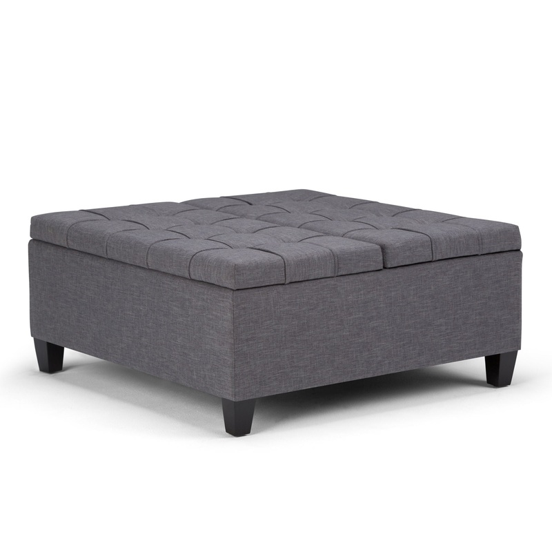Harrison – Coffee Table Storage Ottoman – Slate Gray