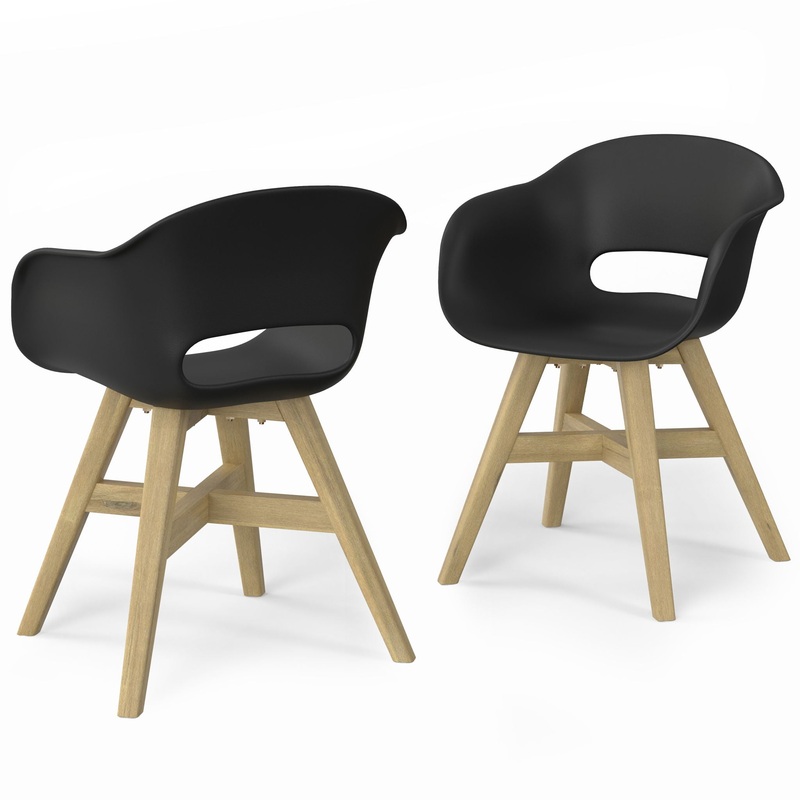 Kona – Outdoor Dining Chair In Plastic (Set of 2) – Black