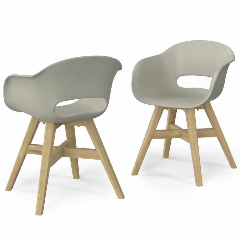 Kona – Outdoor Dining Chair In Plastic (Set of 2) – Taupe