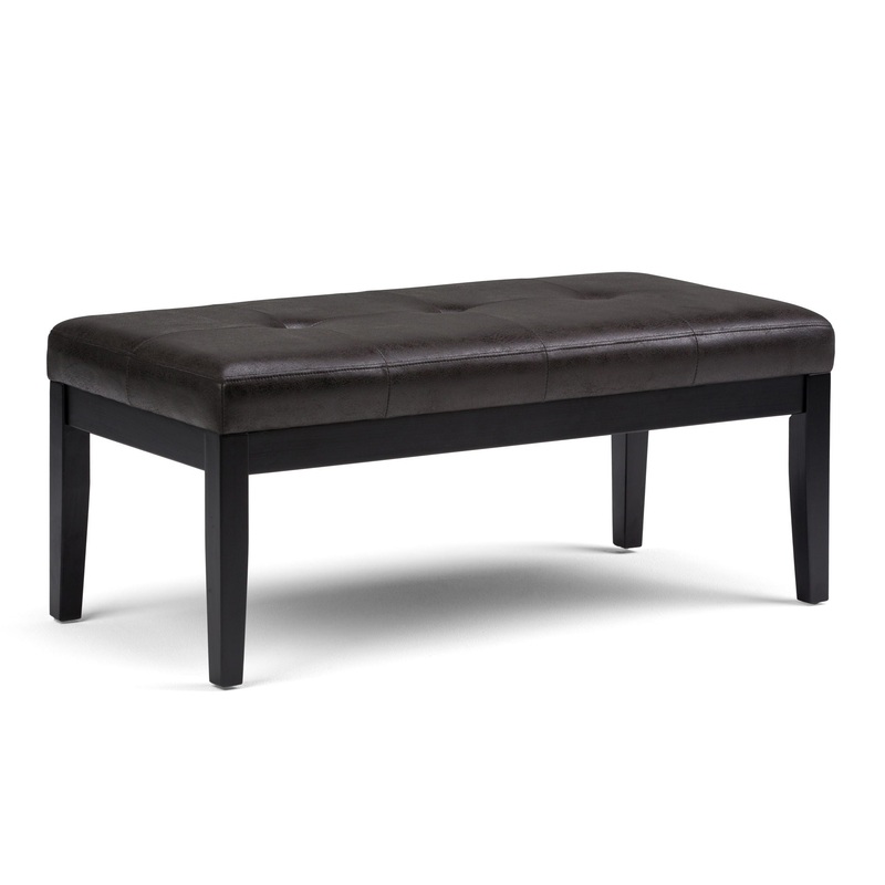Lacey – Tufted Ottoman Bench – Distressed Black