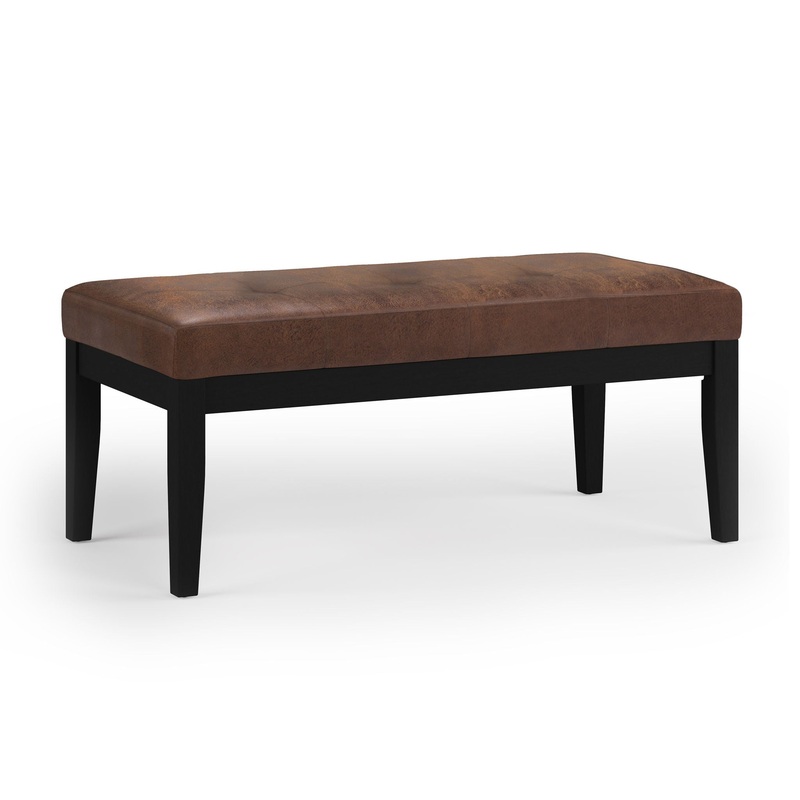 Lacey – Tufted Ottoman Bench – Distressed Chestnut Brown