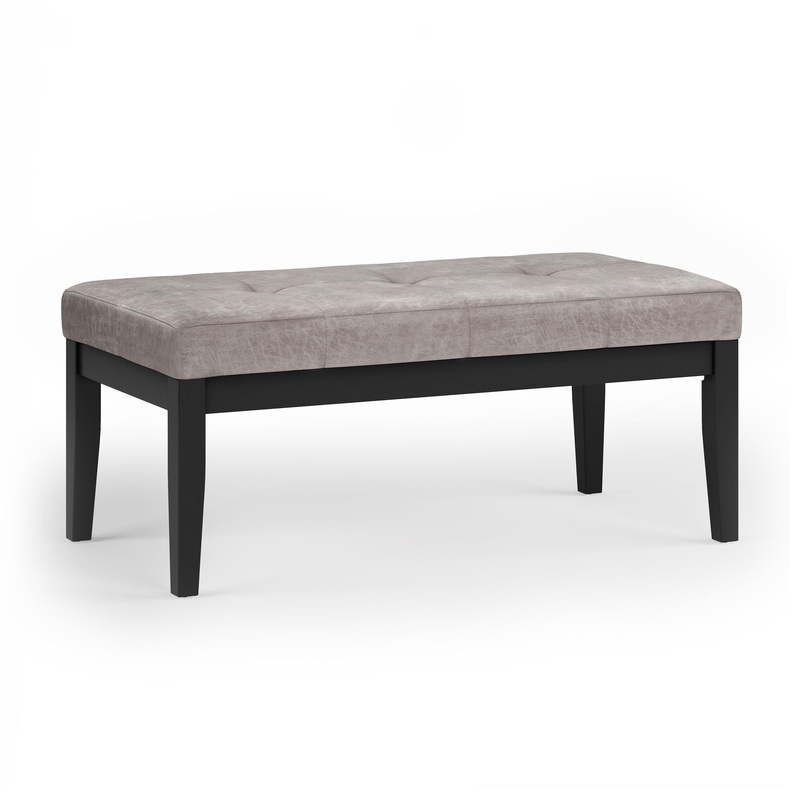 Lacey – Tufted Ottoman Bench – Distressed Gray Taupe