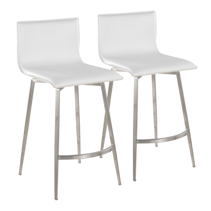 Mara – Upholstered Contemporary Fixed Height Counter Stool With Swivel (Set of 2) – White