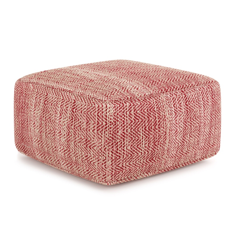 Nate – Square Pouf – Patterned Maroon Melange