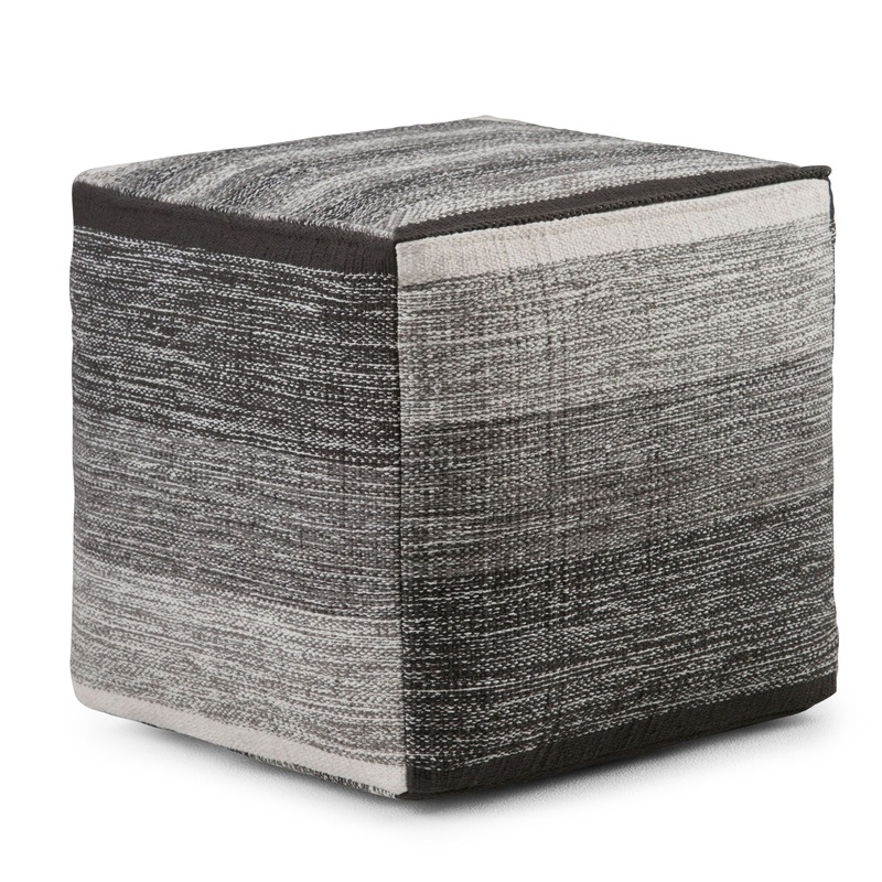 Naya – Cube Pouf – Patterned Gray Melange