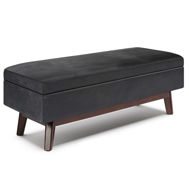 Owen – Rectangular Storage Ottoman – Distressed Black