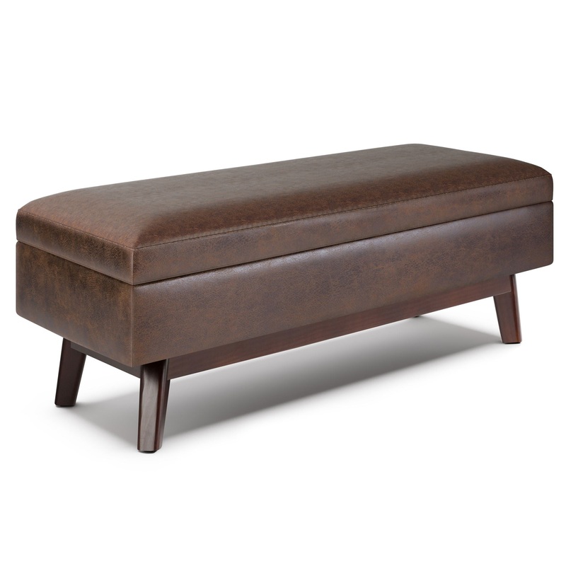 Owen – Rectangular Storage Ottoman – Distressed Chestnut Brown