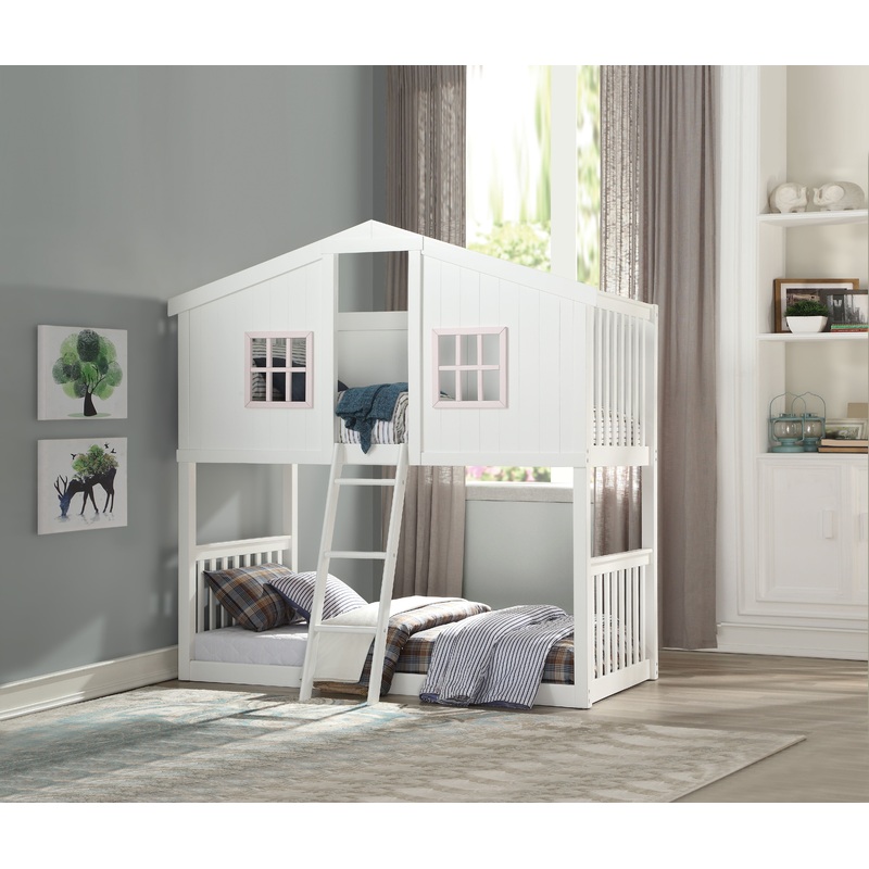 Rohan – Twin / Twin Bunk Bed – Pink / White