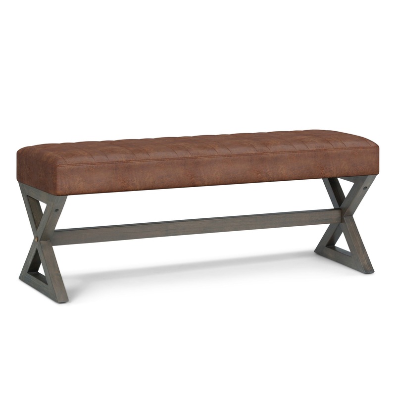 Salinger – Large Ottoman Bench – Distressed Saddle Brown