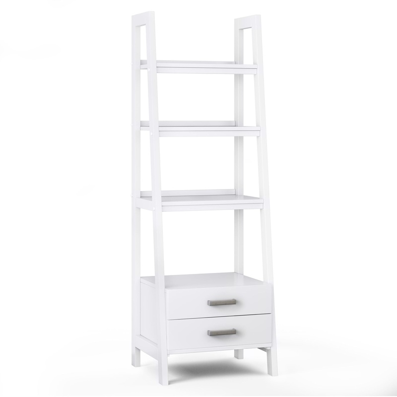 Sawhorse – Ladder Shelf With Storage – White