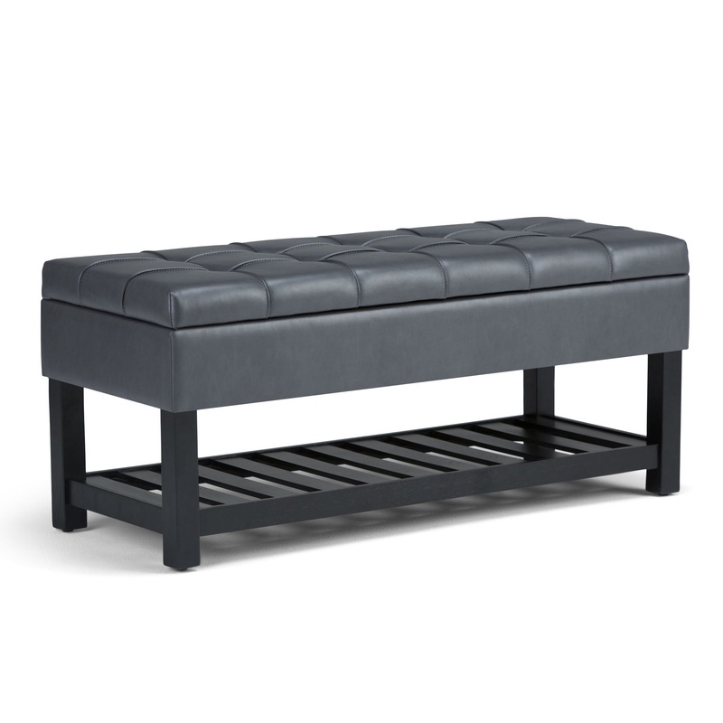 Saxon – Storage Ottoman Bench – Stone Gray