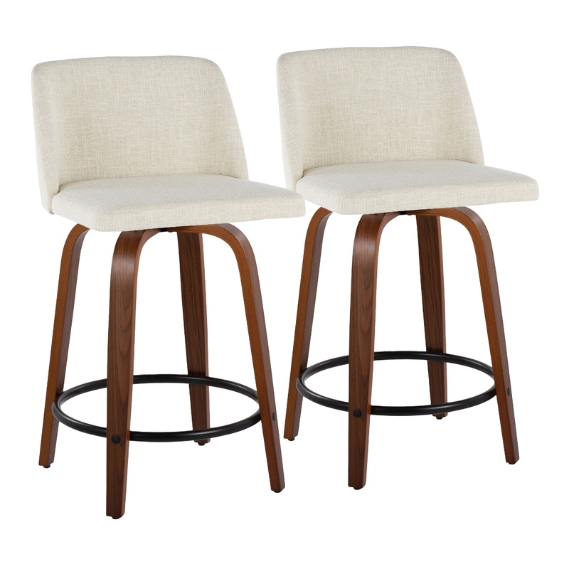 Toriano – Contemporary Fixed Height Counter Stool Swivel With Round Footrest (Set of 2)