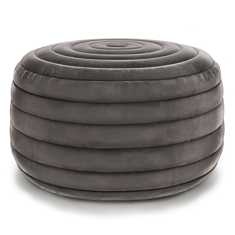 Vivienne – Round Pouf – Gray
